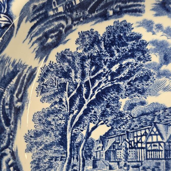 Vintage Grindley Staffordshire Plate Dessert Blue Talbot English Country Inns - Picture 9 of 12